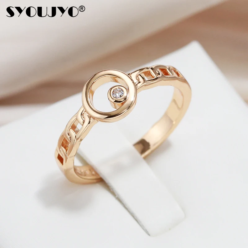 

SYOUJYO Vintage 585 Gold Color Rings For Women Natural Zirconia Setting Trendy Jewelry