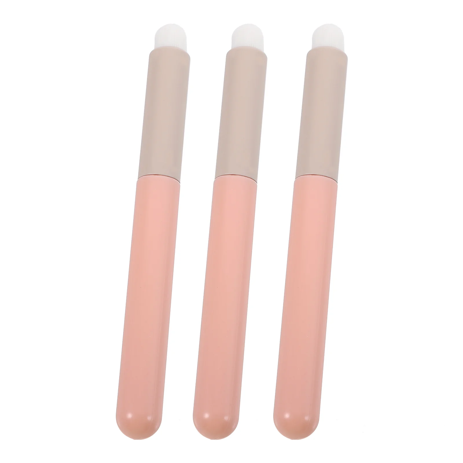 3pcs Lip Brush Set for Women Blending Applicators Kit White Bristles Pink Handle Lightweight Tools for Lipstick Gloss