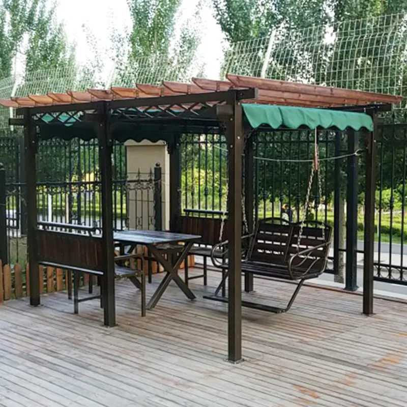 Outdoor pavilion, aluminum alloy grape trellis, courtyard climbing vine, antiseptic wooden pavilion, outdoor roof