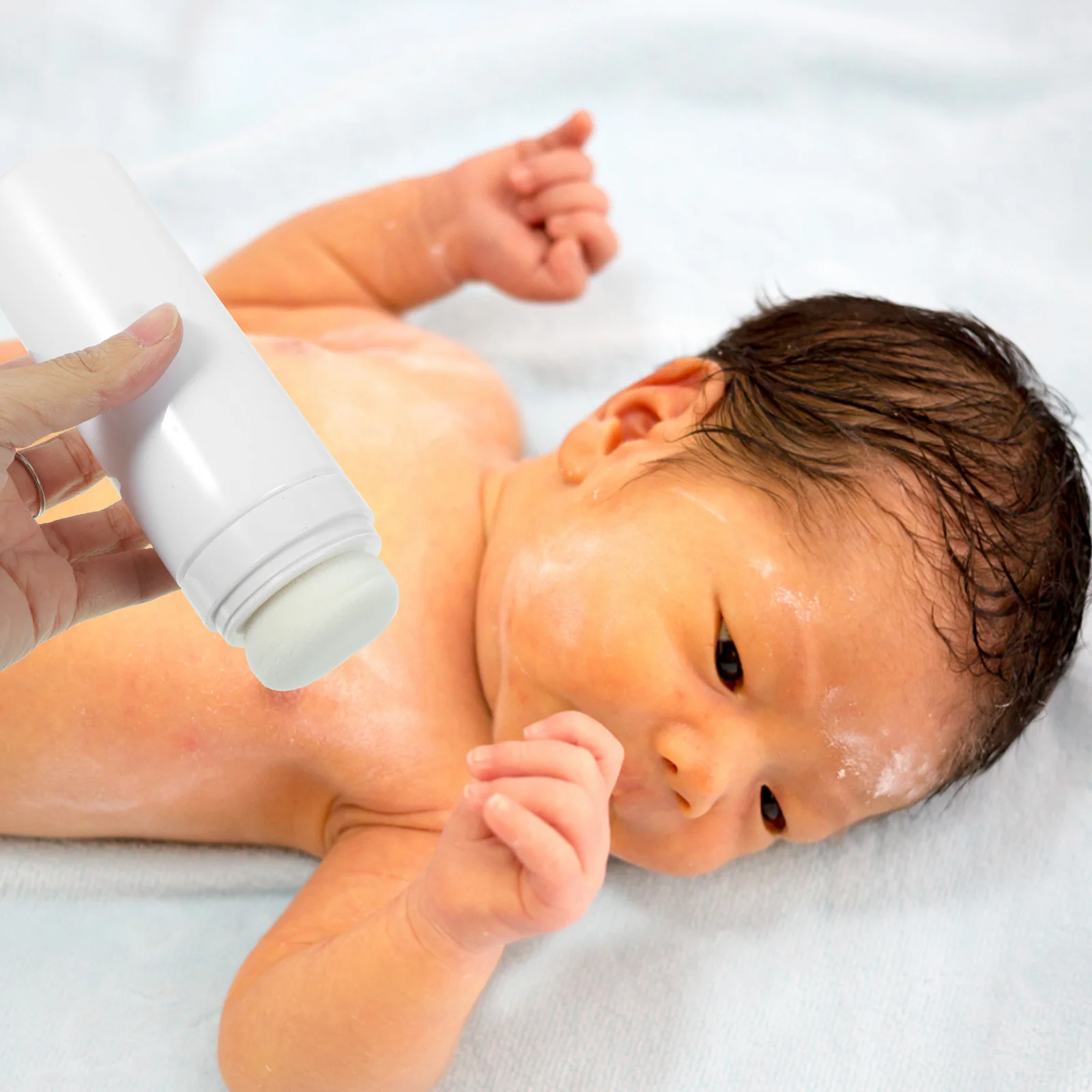 Feuchttücher Puderquaste Box Talkumflasche Säuglingsaufbewahrung Tragbarer Maisstärke Körperhalter Weiß Baby Kind