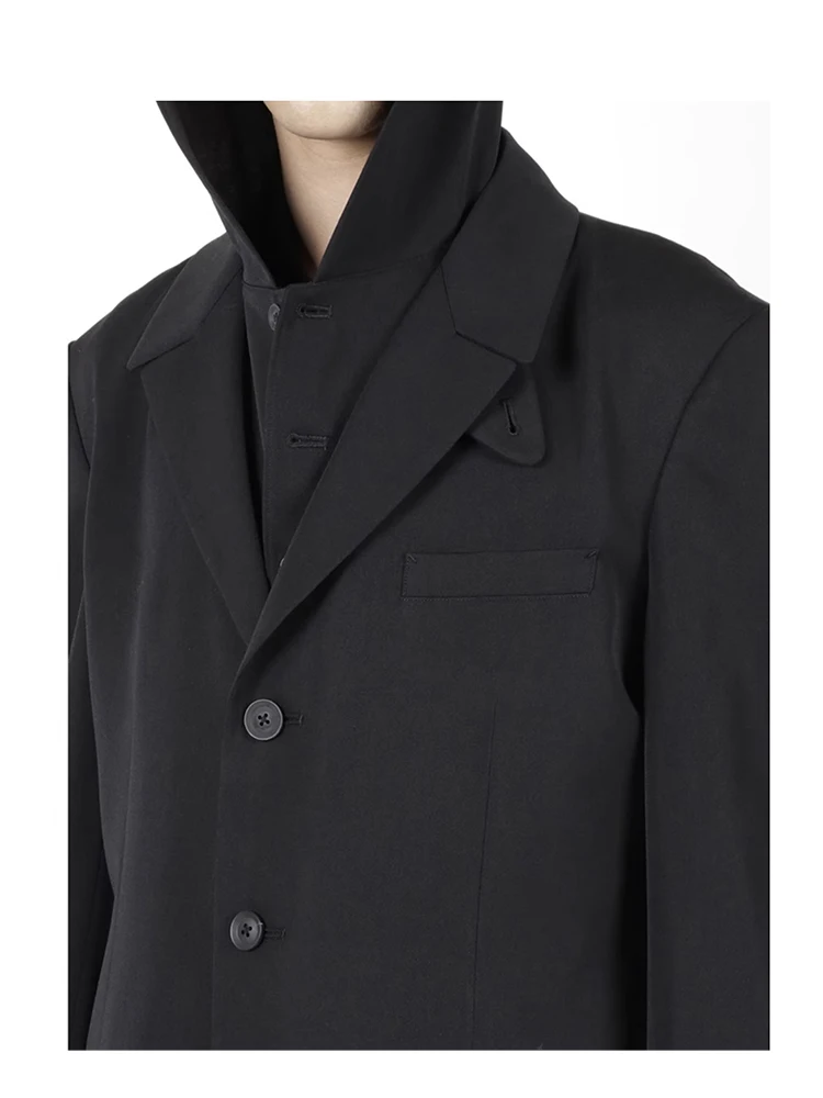 سترة كلاسيكية من FANTASTION سترة متوسطة الطول بياقة قلابة وتصميم واحد الصدر معطف واق من المطر سترة معطف غير رسمي #3