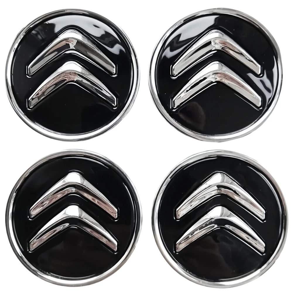 4Pcs Wheel Centre Hub Caps Alloy 60MM Genuine Wheel Center Hub Cap Black for Citroen C1 C3 C4 DS3 Most Models