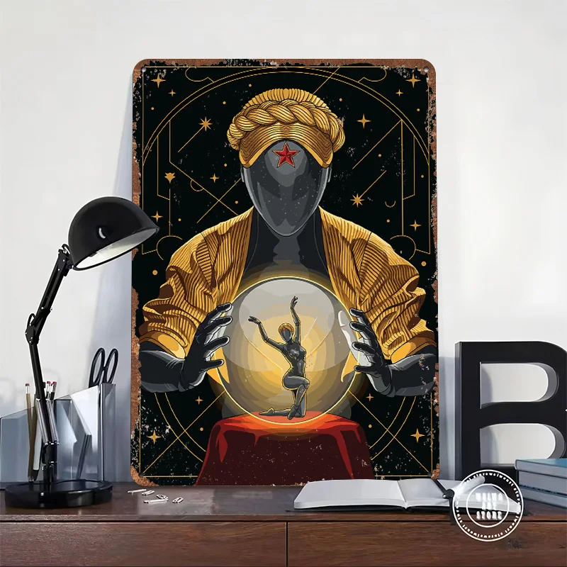 Atomic Heart Robot Fortune Teller Tin Poster Customized Wall Art Retro Vintage Metal Signs for Fans Room Home Decoration Luxury
