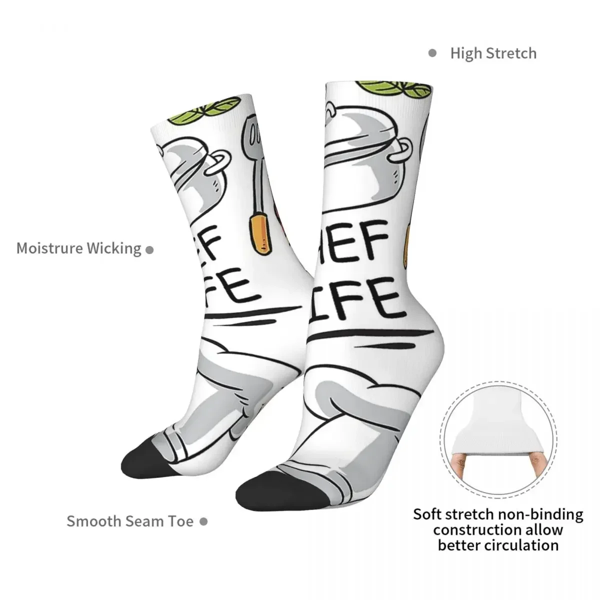 Chef Life Socks Harajuku Super Soft Stockings All Season Long Socks Accessories for Man's Woman's Birthday Present