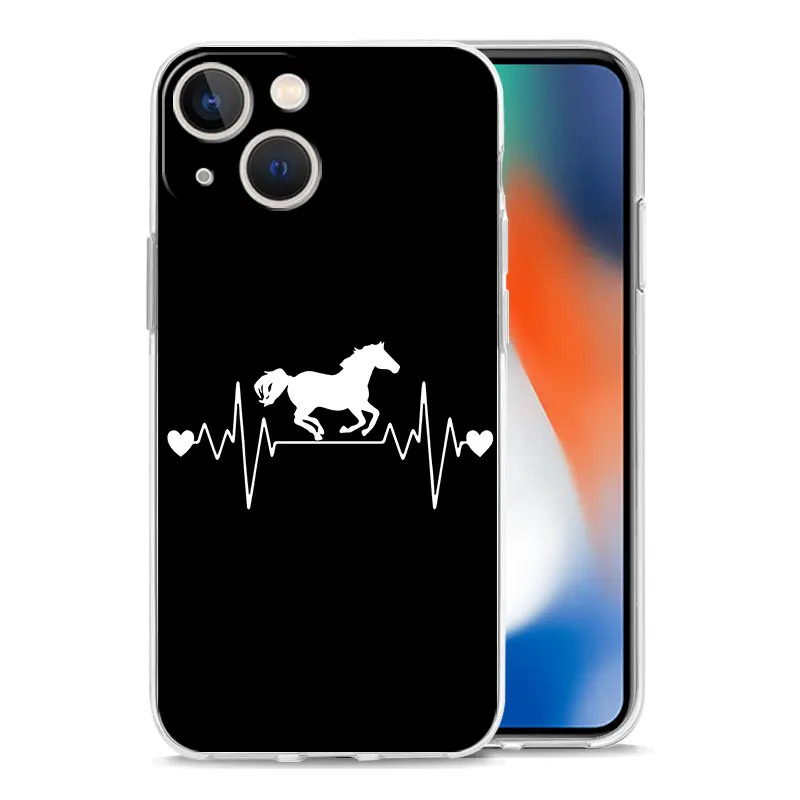 Animal Art Horse Luxury Transparent Phone Case For iPhone 15 16 14 13 12 11 Pro Max XS X XR SE 7 8 Plus Silicone Clear Cover