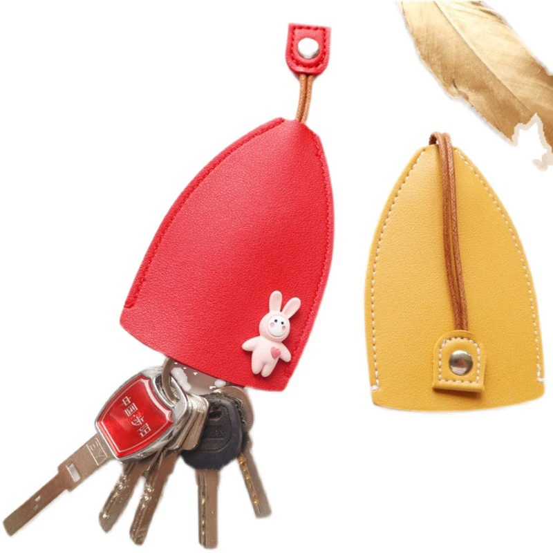 Cute Creative Pull Out Key Sleeve Cartoon Animal PU Leather Women Car Key Case Holder Large Capacity Keychain Pouch Organizer