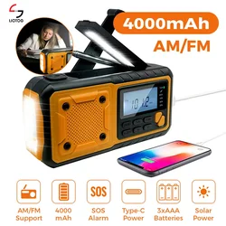 LOTOTG Portable Emergency Solar Power Radio Hand Crank Charging AM/FM Weather Radio Led Reading Flashlight Bank Phone Charger