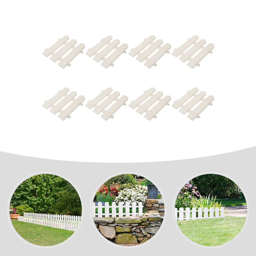 

8pcs White Durable Plastic Garden Fence Sturdy Lawn Edging Decorative Outdoor Fence For Yard Garden Path Animal Barrier Easy
