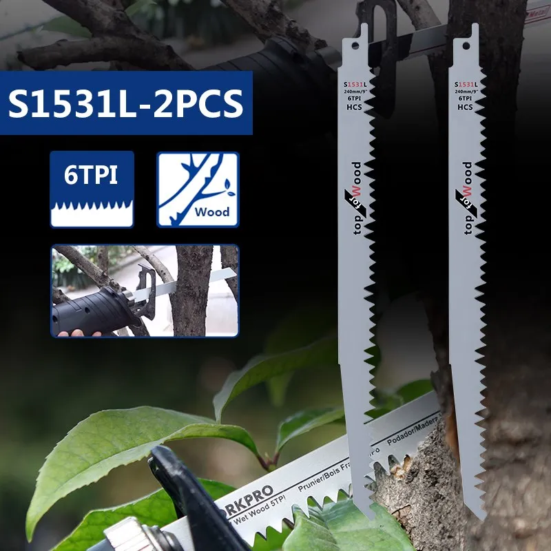 Hoja de sierra de Jig CMCP, 2 piezas, hojas de rompecabezas S1531L, 9,5 ''para corte de madera, sierra de sable, herramienta eléctrica, hoja de sierra recíproca