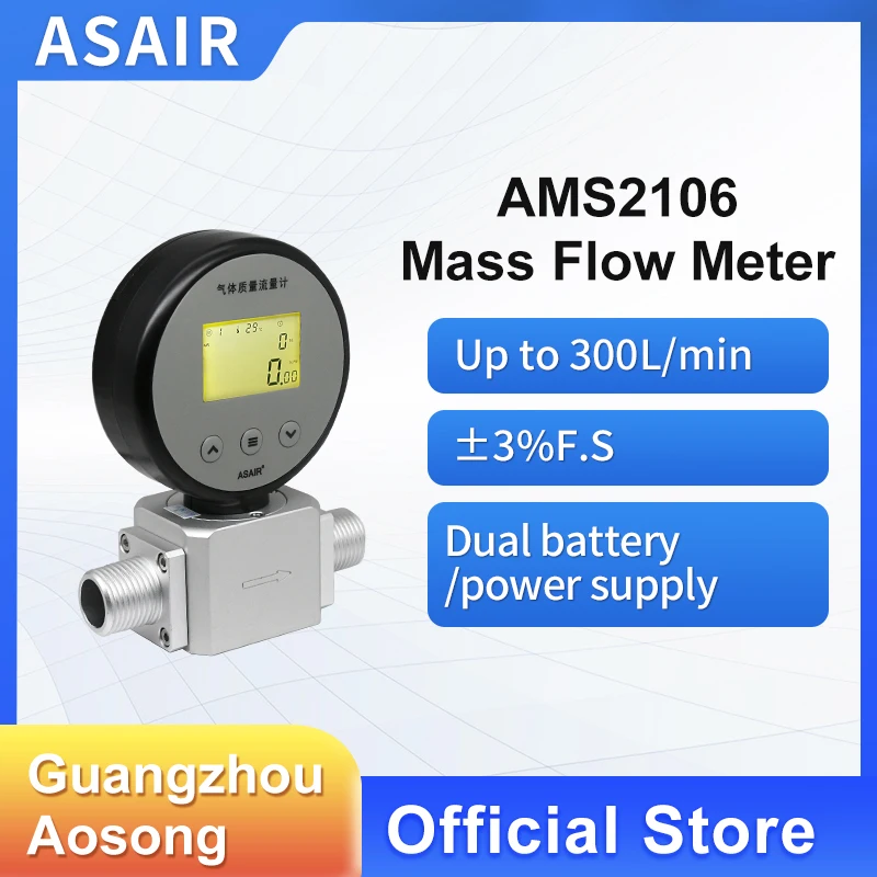 ASAIR AMS2106 Thermal Mass Gas Flow Meter  Compressed Air Oxygen Flow Meter replaces MF5706