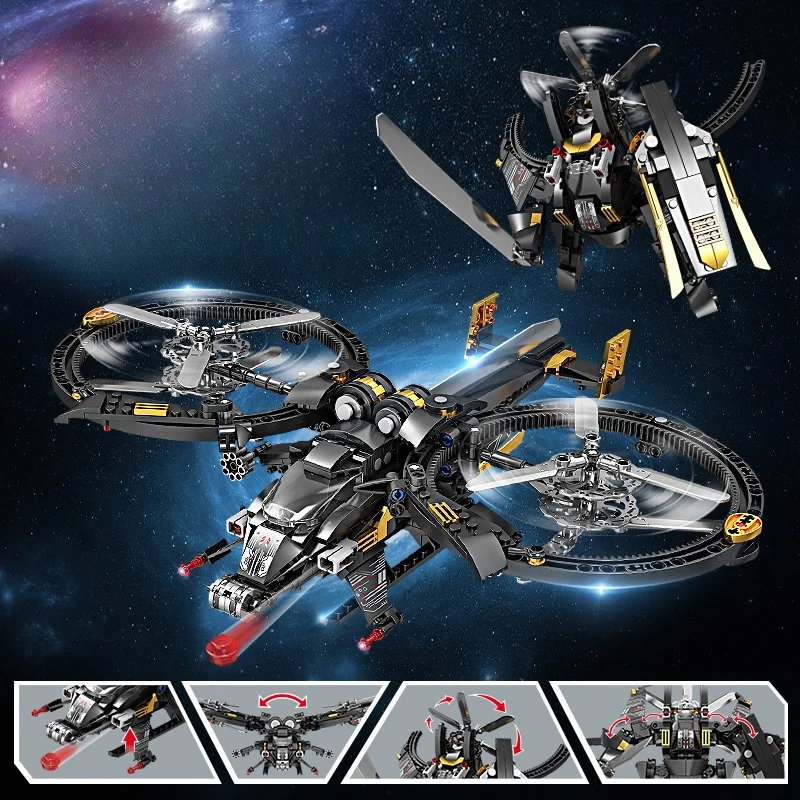 458pcs Technical Science Fiction Series Aricraft Starfighter Variable Mecha MOC Assembly Building Block Birthday Christmas Gifts