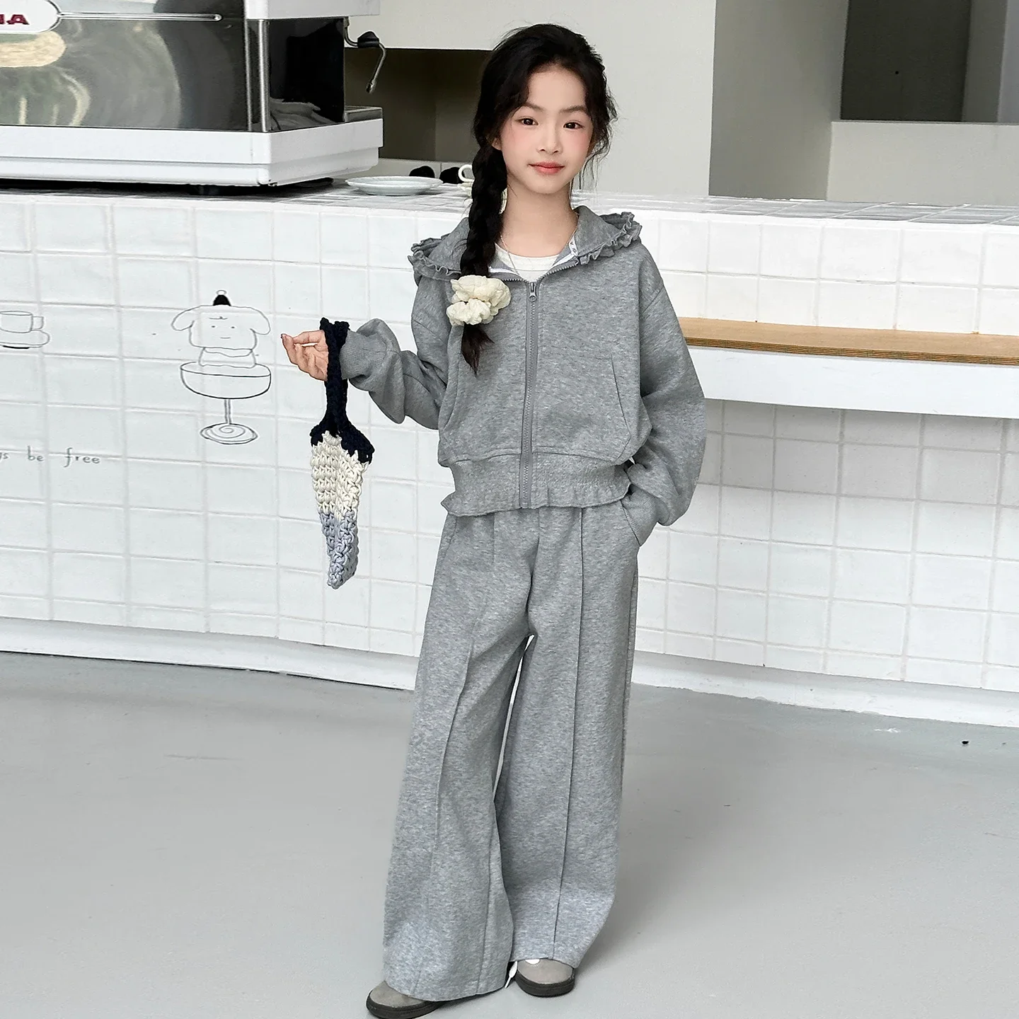 

autumn junior kids sport clothes suit child outfits hooded sweatshirt zipper jacket+Casual pants 2pcs teen girls sportswear set