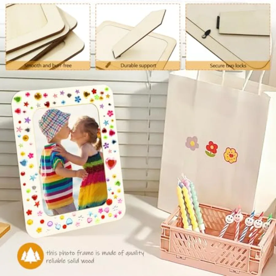 30 عبوة من إطارات الصور الخشبية للحرف اليدوية، إطارات خشبية لـ 4 × 6 صور، إطار خشبي غير مكتمل لملصقات الرسم DIY Art Pro