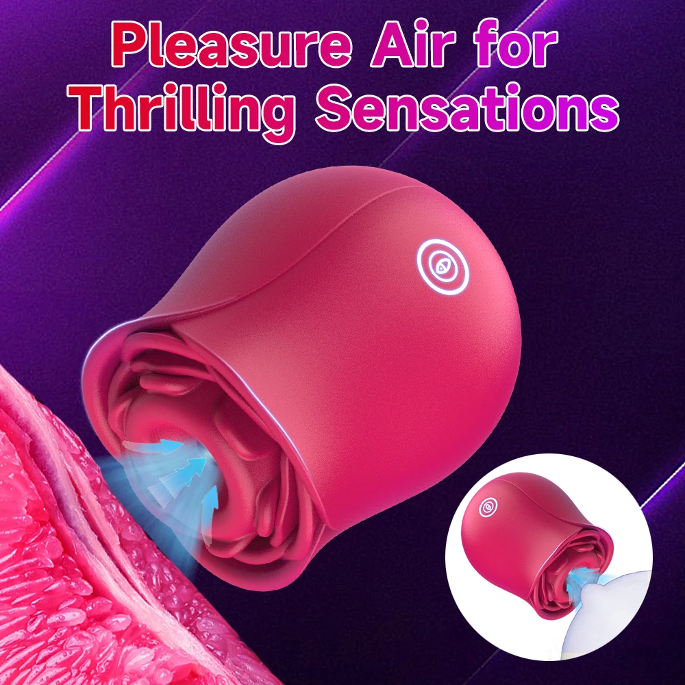 2 in 1 Rose Toys Vibrator for Women 10 Sucking Tapping Modes Removable Head for Clit Clitoral Nipple Stimulation Adult Sex Toy