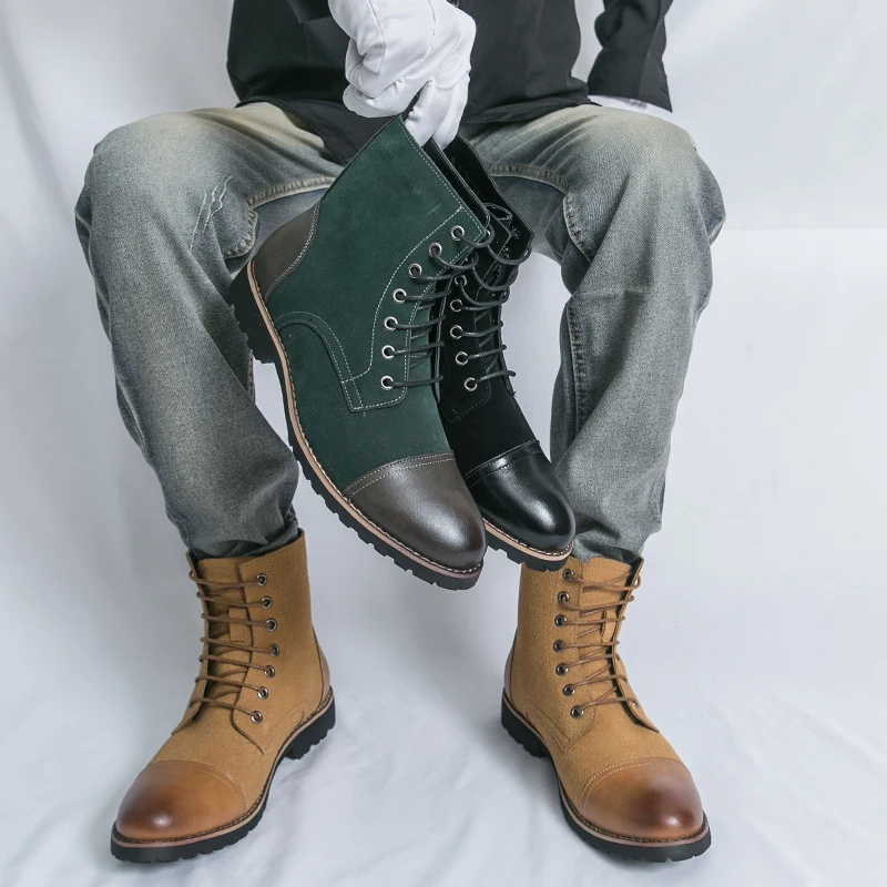 

Size 38-46 Business Men Desert Boots Men Casual High-top Lace-up Fashion Brand Chelsea Boots Knight Boots Men