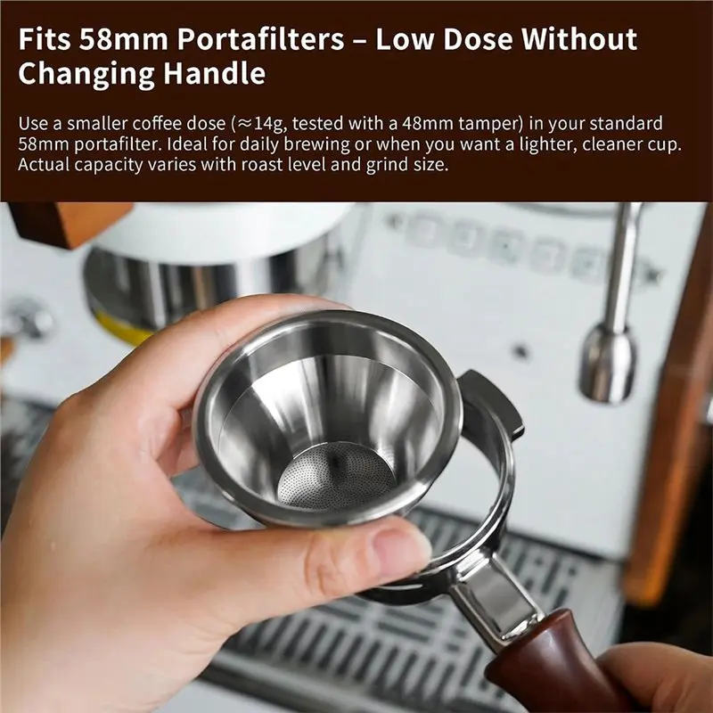 A98E-Variable Diameter Espresso Basket 58Mm 14G 58-35Mm Step-Down Design Fits 58Mm Bottomless Portafilter