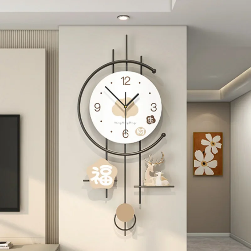 

Mechanism Metal Wall Art Wall Clocks Bedrooms Luminous Chinese Style Cartoon Wall Watch Peacock Reloj De Pared Home Decoration