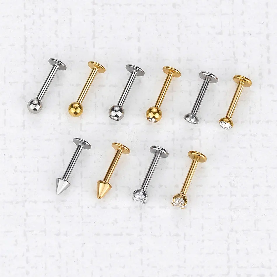 10Pcs/lot Surgical Steel 16G /18G Tragus Helix Bar 2/3mm Ball Labret Lip Bar Stud Cartilage Ear Piercings Body Jewelry for Women