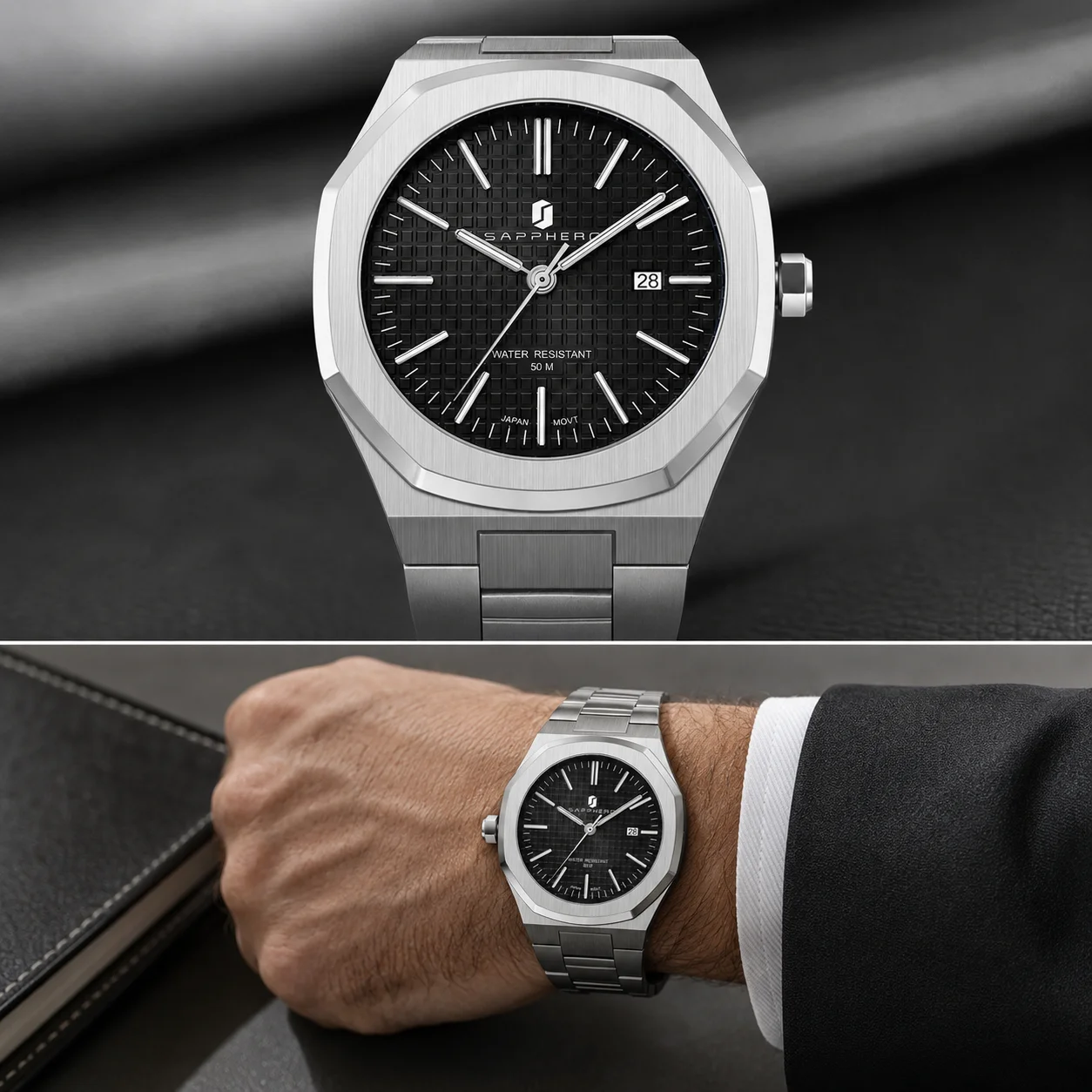 SAPPHERO Men's Watches Classic Business Watches Stainless Steel Watches High-end Clocks Imported Movements Sports Wristwatch