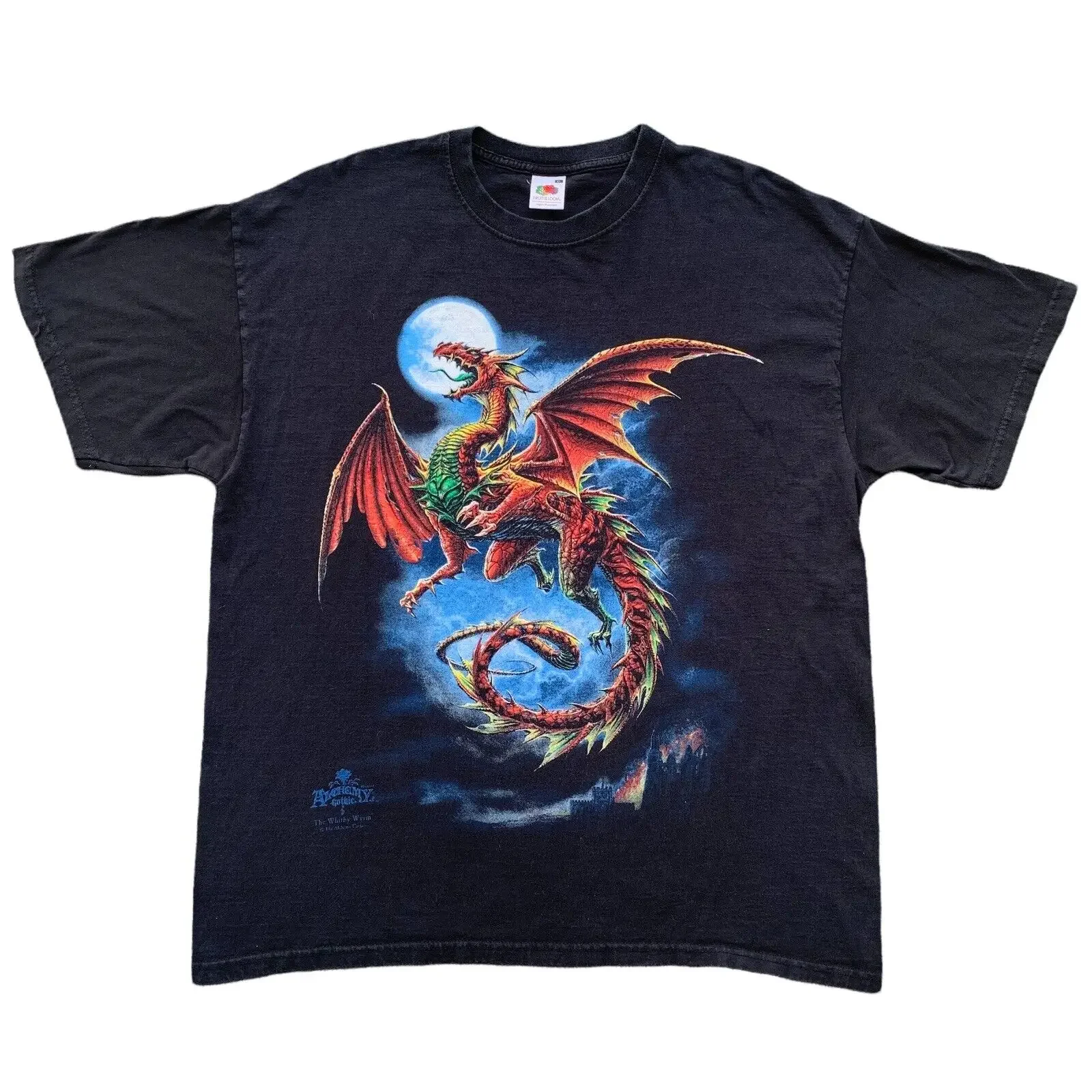 Alchemy Carta Dragon Graphic Print Alchemy Gothic Short Sleeve T-Shirt Size XL