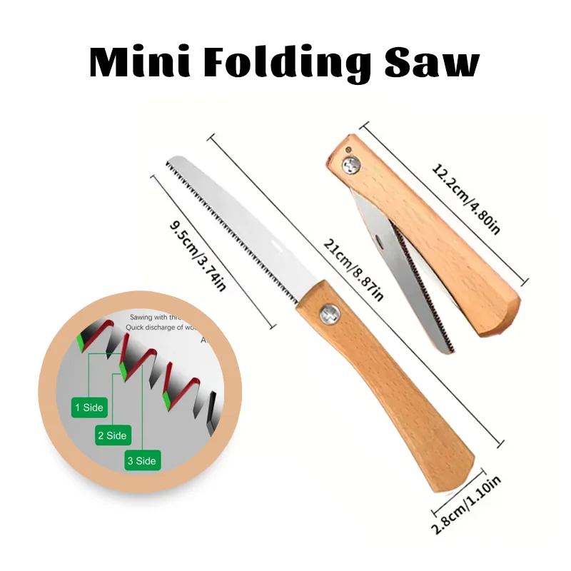 

Folding Mini Hand Saw Non-slip Wooden Handle Pull Foldable Saw Flush Cut Trim Saw For Handsaw Woodworking Plastic Cutting Tool
