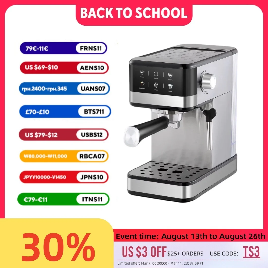 20Bar Semi-Automatic Espresso Machine with Steam Milk Frother - Compact for Home Use, Smart Temperature Control, Home Coffee Mak