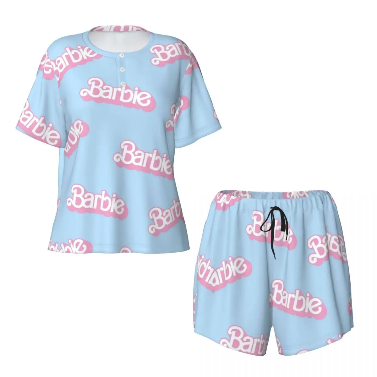 Conjunto de pijama Barbie feminino, pijamas, tamanho grande, 4XL, novo, verão