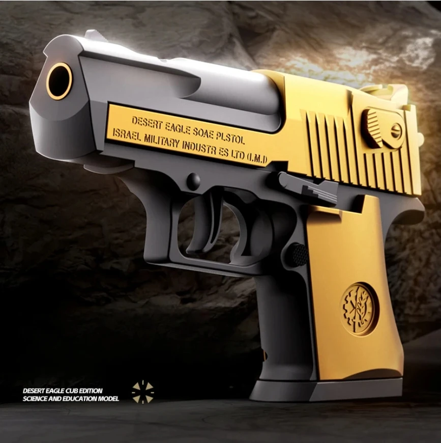 Csnoobs Mini Desert Eagle Pocket Toy Gun Continuous Shell Throwing Education Gun Soft Bullet Airsoft Small Pistol Gift for Kids