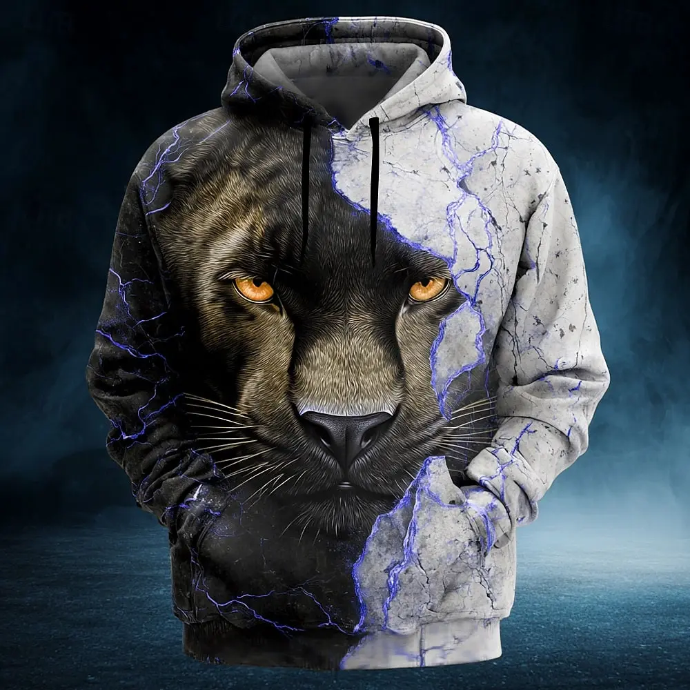 

Funny 3D Lion Pattern Men's Hoodies Autumn and Winter Casual Oversized Sweatshirts Hip Hop Trend Streetwear Fashion y2k Clothes