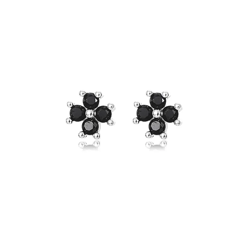 

PONYKISS 925 Sterling Silver Zircon Mini Clover Flower Stud Earrings for Women Cute Plant Fine Jewelry Minimalist Accessories