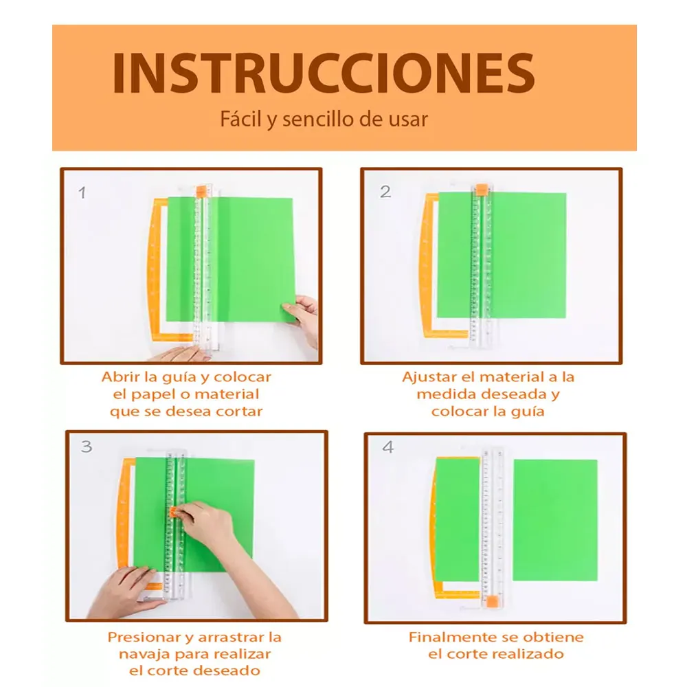 Cortador de papel portátil pequeño A4 con diseño de regla de 12,6 pulgadas para un corte preciso, apto para papel, cartón y fotos.