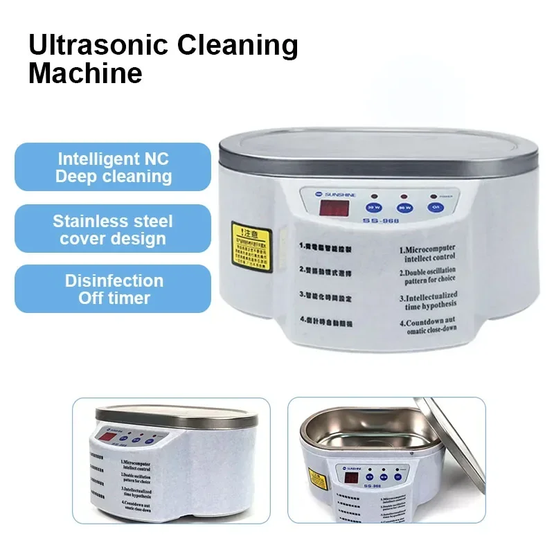 SUNSHINE SS-968 30W 50W Digital Ultrasonic Dual Power Cleaning Machine Smartphone Motherboard Heating Cleaning Machine