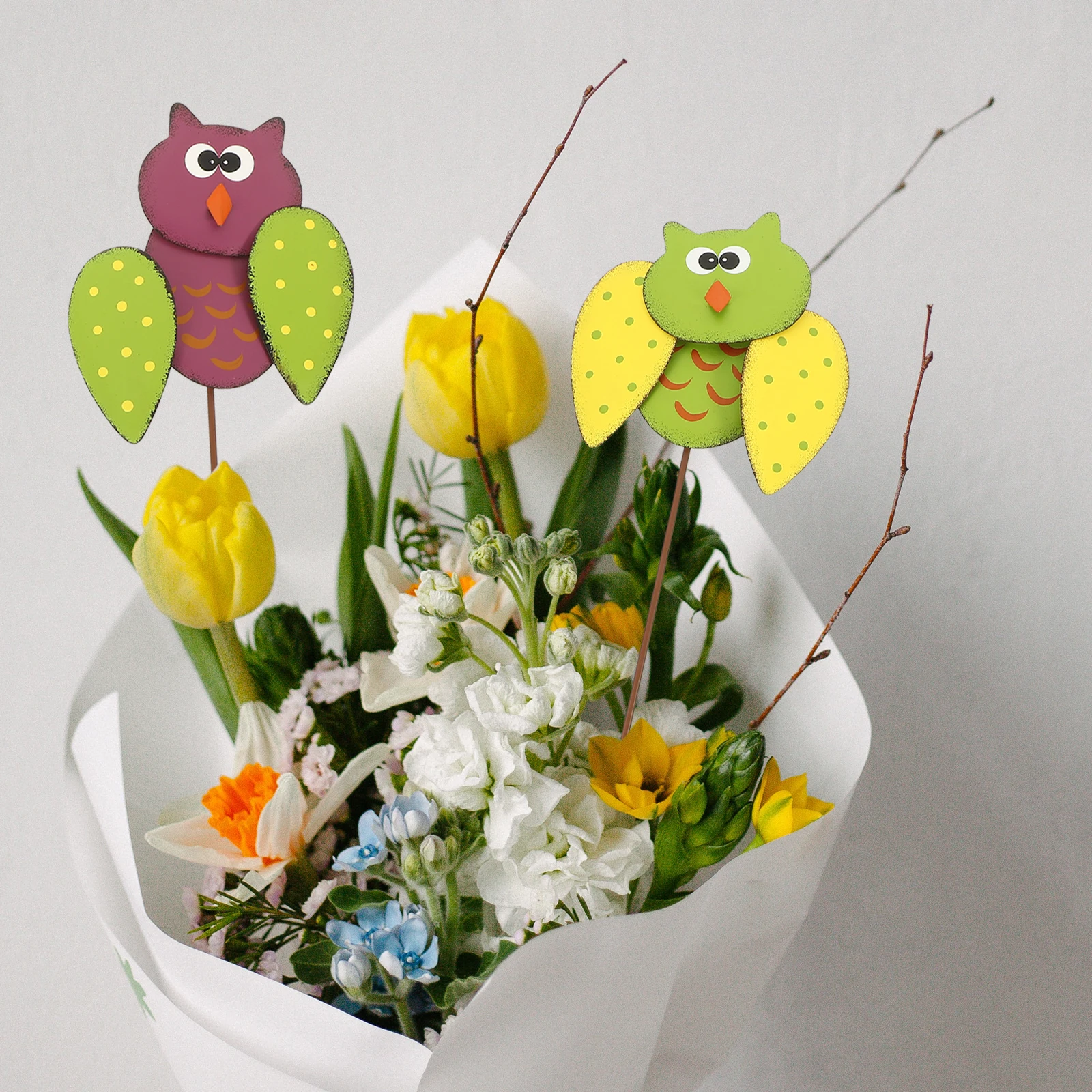 

2 Pcs Potted Plant Garden naments Stake Decor Stakes Owl Garden naments Outdoor Purple Lawn Metal Planter