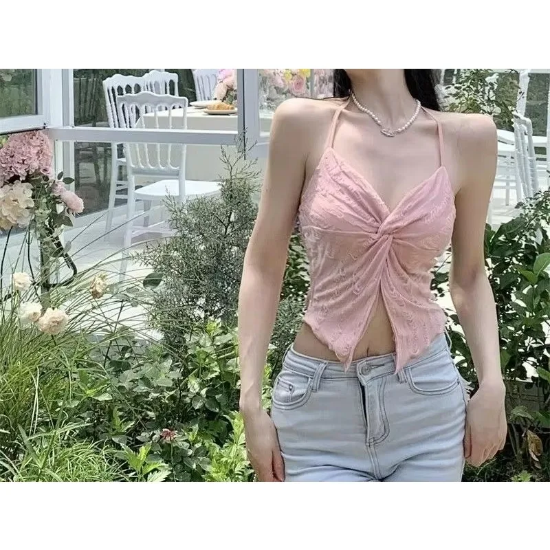 2026 Summer New Sexy Strapless Short Style Twisted Neck Suspender Top For Women
