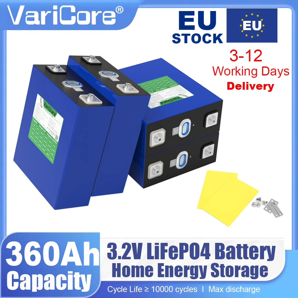 

Аккумулятор LiFePO4 3.2V 360Ah (литий-железо-фосфатный) для 12V 24V систем, для путешествий, солнечных батарей, кемперов, гольф-каров, яхт, класс A, без НДС, со склада в ЕС