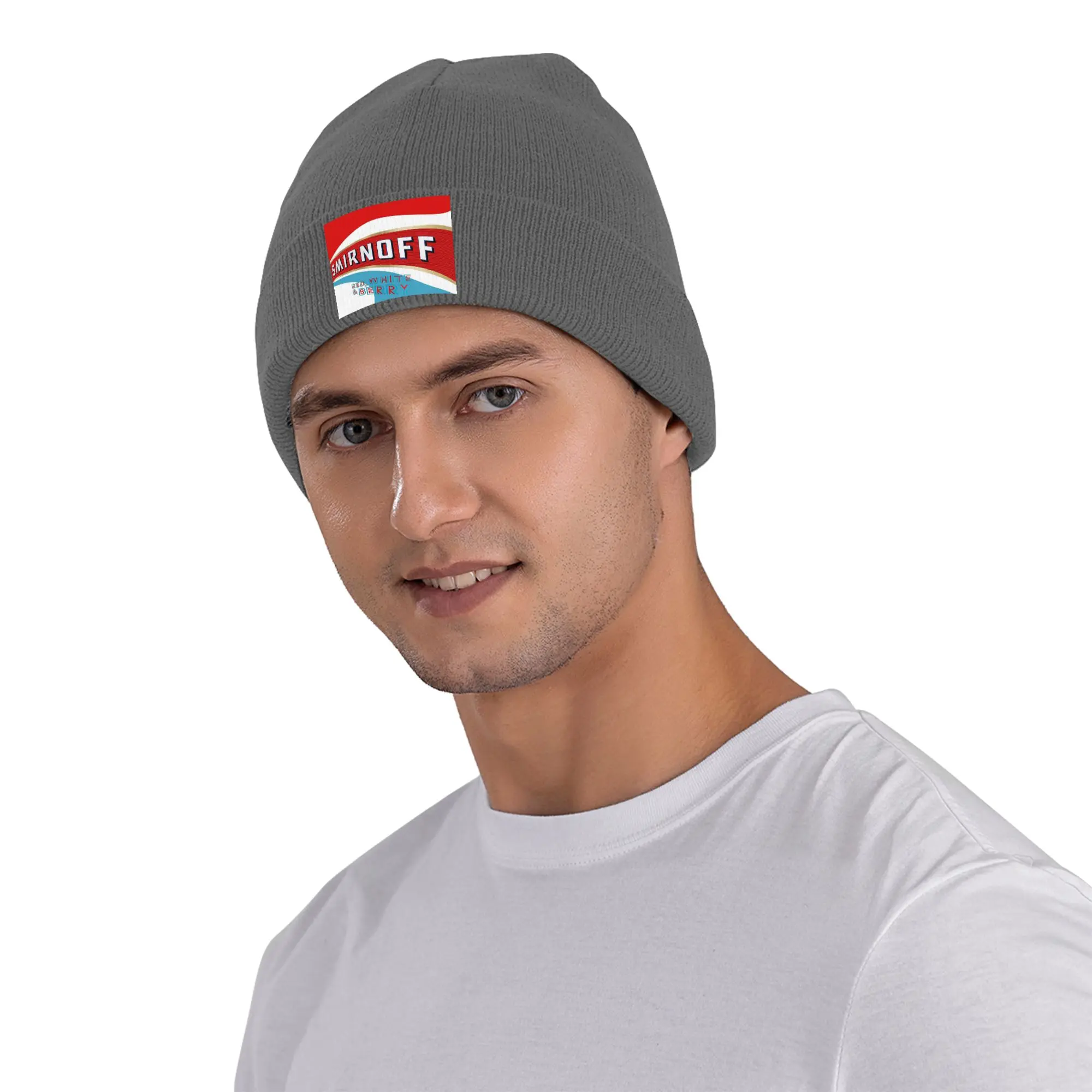 Smirnoff Red White and Berry Acrylic Winter Skullies Beanies Hat Warm Autumn Knitted Hats Bonnet Caps for Women Men