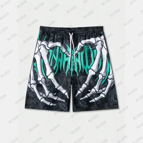 Summer Trend Skeleton Hand Graphic Beach Shorts For Men Fashion Cool 3D Printed Short Pants Loose Surfing Hip Hop Swim Trunks