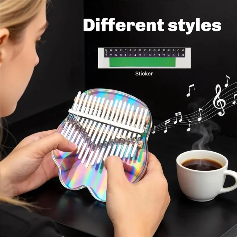 NALFI-Musical Therapy Kalimba Thumb Piano 17 Keys Clear Acrylic Finger Keyboard Musical Instrument