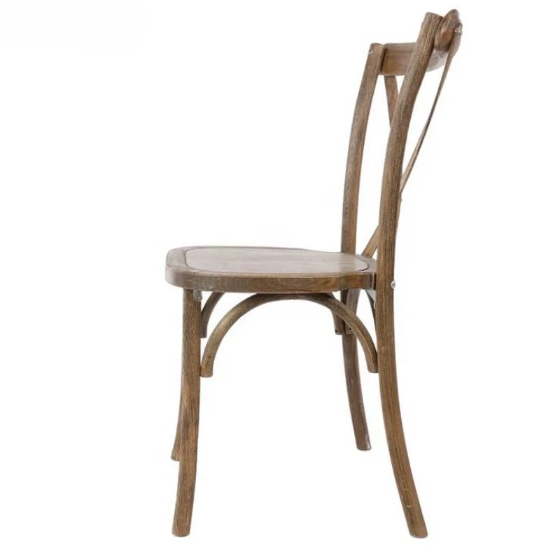 Wood Cross Back Chair Stackable Wedding Dining Chair