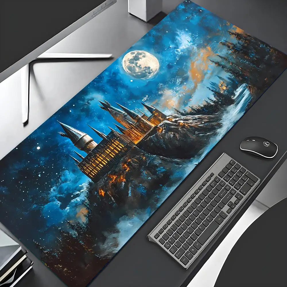 

Moon Mountain Scenery Castle Mouse Pad Large Anti-Slip Rubber Gaming MousePad Durable Desk Mat Seam Edge for Office and Gaming