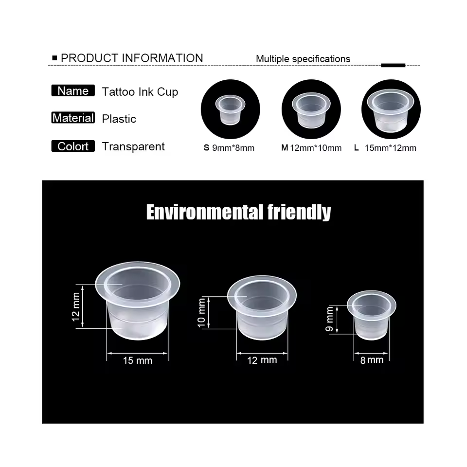 CJMIO 100/1000pcs Disposable Microblading Tattoo Ink Cups S M L Plastic Permanent Makeup Pigment Clear Holder Container Cap - AliExpress 