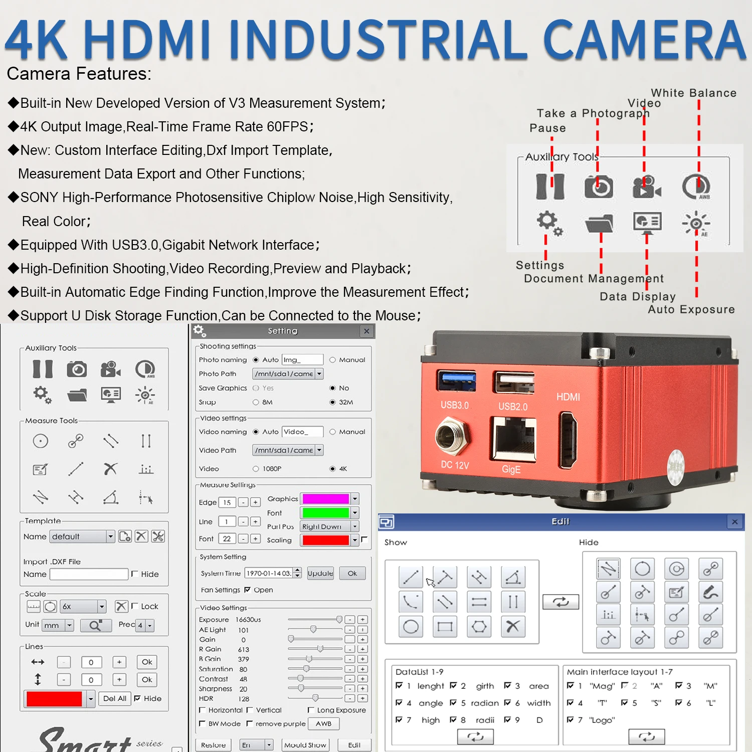 Microscópio eletrônico KOPPACE 26X-174X HD 4K, suporte para fotografia, gravação de vídeo e medição, microscópio estéreo triocular