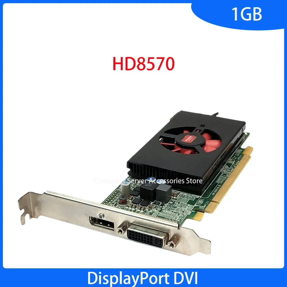 Used Original HD 8570 1GB Displayport DVI For Windows 10 Video Card Graphics Card HD8570 1G DDR3 PCI-e x16 GDDR3 8HW0R