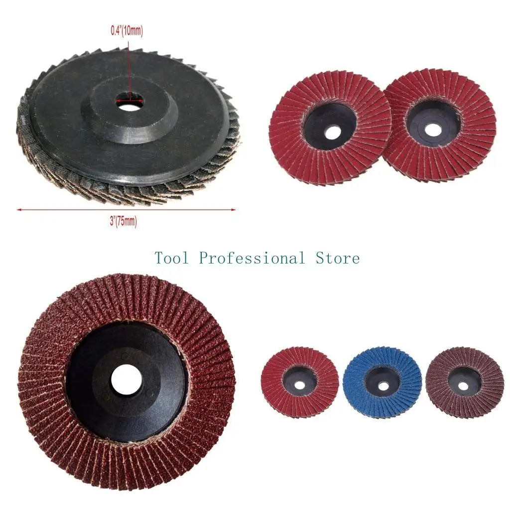 

57QF 3/6x/Set 75mm 80 Grits Flap Discs & Grinding Polishing Discs for Stainless Steel