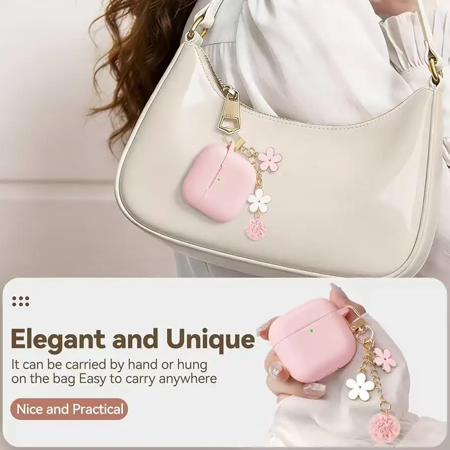 Silicone Earphone Case for Airpods Pro 3/Pro 2/Pro Case with Cleaner Kit for Airpods 4/3/2/1 Protective Cover with Flower Chain view 2