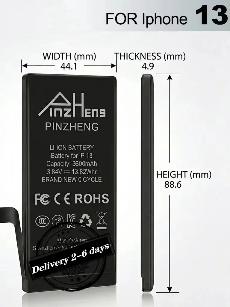 Bateria zamienna PINZHENG o dużej pojemności do iPhone'a 13 – kompatybilna bateria optymalizowana pod kątem efektywności energetycznej — Zdjęcie 2 z 2
