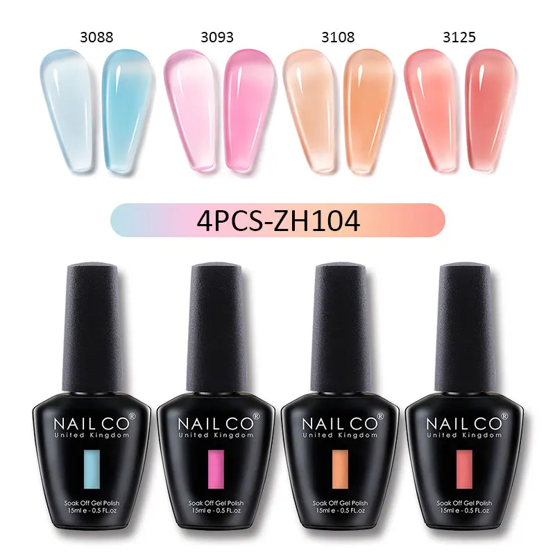 NAILCO 15 مللي 4 قطعة/المجموعة عارية اللون هلام مسمار البولندية UV Lakiery Hybridowe Vernis هلام البولندية Vernis تحتاج أعلى قاعدة معطف مسمار الفن تصميم #4