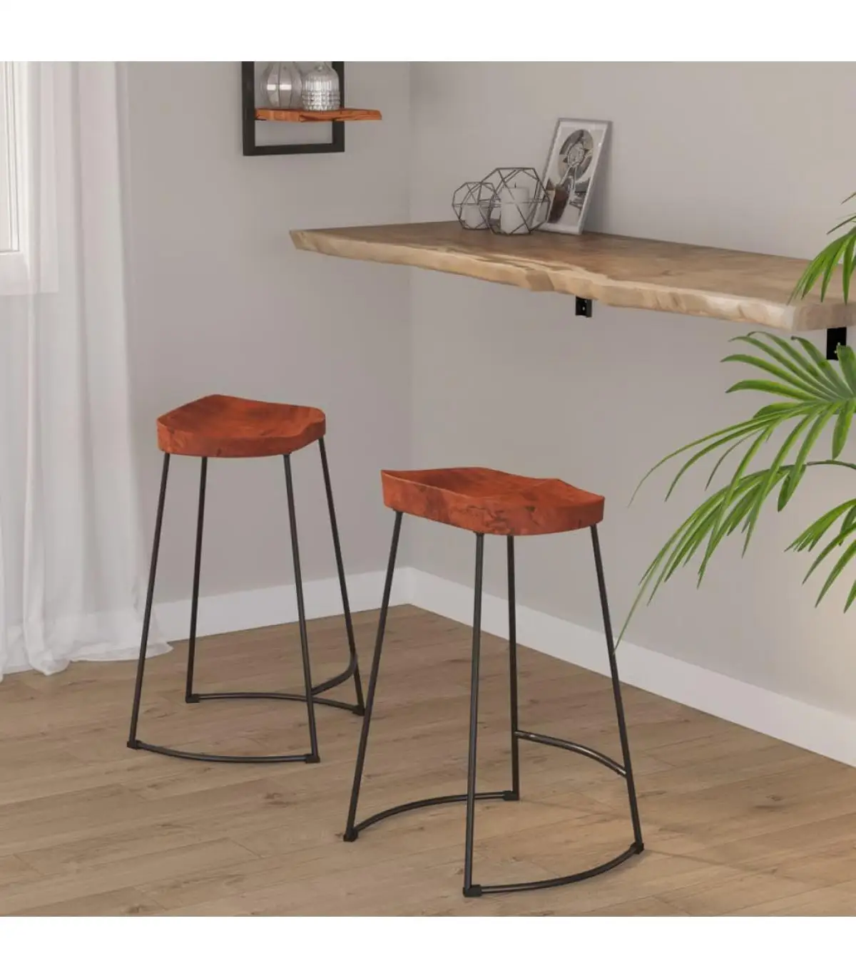 Kitchen stools Gavin bar stools 2 Pcts solid mango wood 45x40x63cm