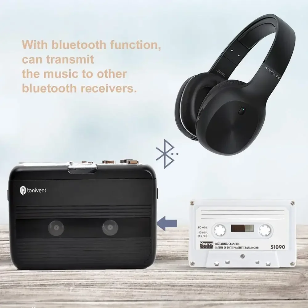 

Portable Digital Audio FM Radio Bluetooth Cassette Player Personal Walkman Tape Player with Auto-reverse for Speaker Headphone