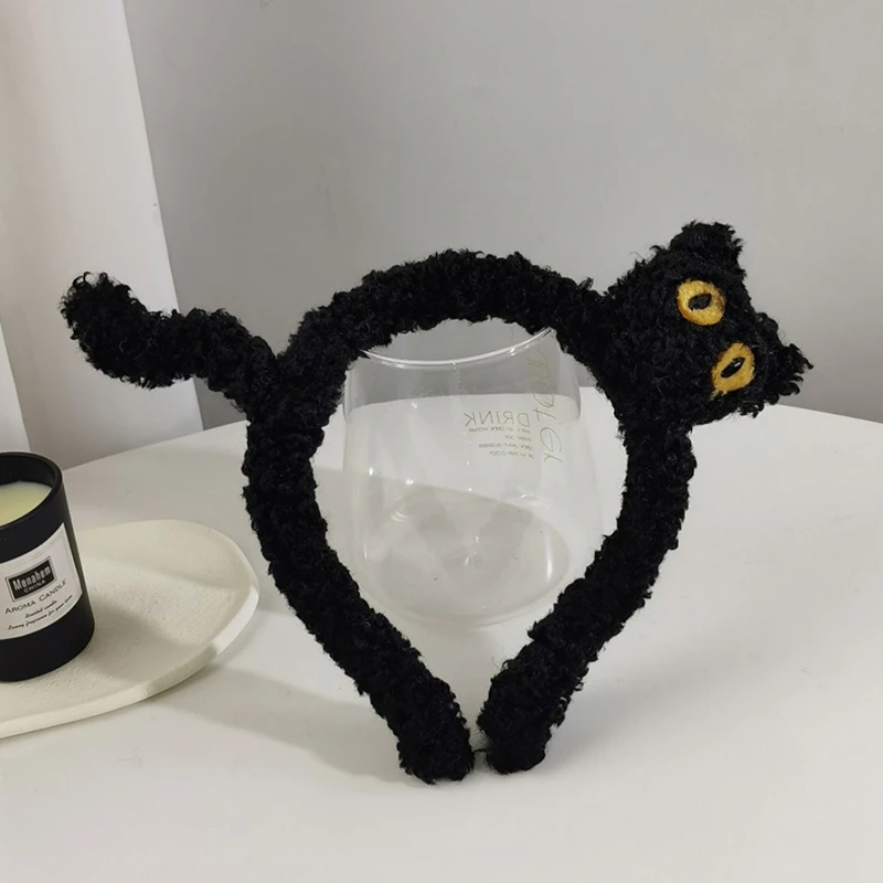 

Плюшевая повязка для волос в виде кошки, новая милая мультяшная повязка на голову в корейском стиле для девочек, осенне-зимние аксессуары для волос, теплый милый подарок